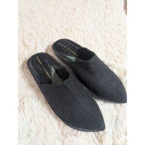 Robert Clergerie Paris Black Felt Slip-On Mules Platform Sole Shoes Size 39